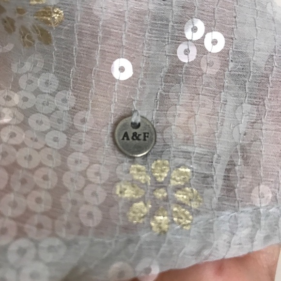 Abercrombie & Fitch Sheer Blue Sequined Tank M - Picture 5 of 8